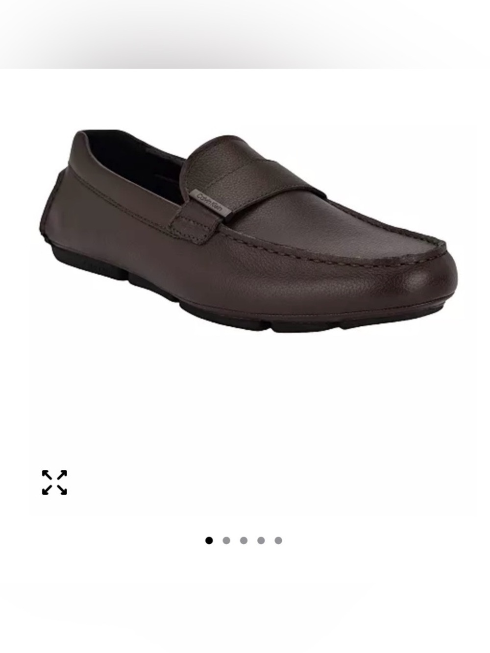 Calvin Klein Men’s Dark Brown Leather Slip-On Loafers